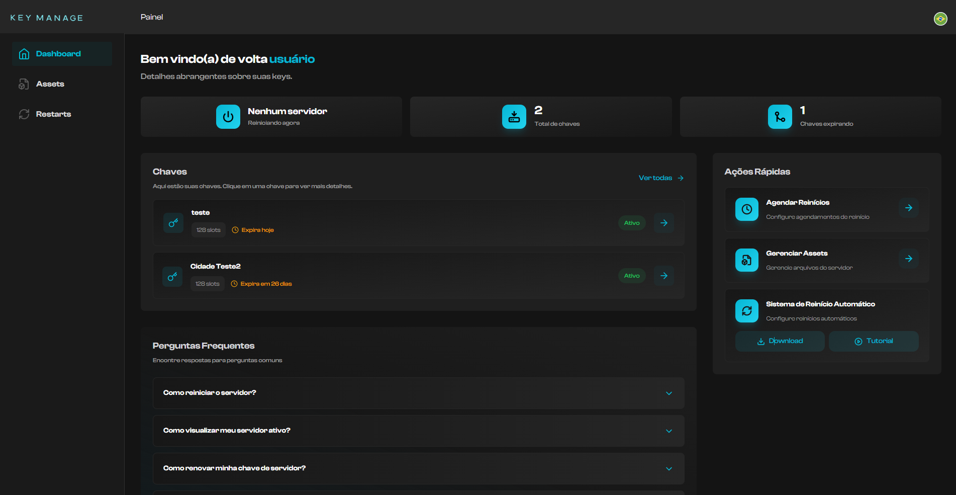 Painel Key Manage